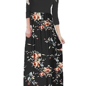 Elegant Floral Long Sleeve Maxi Dress